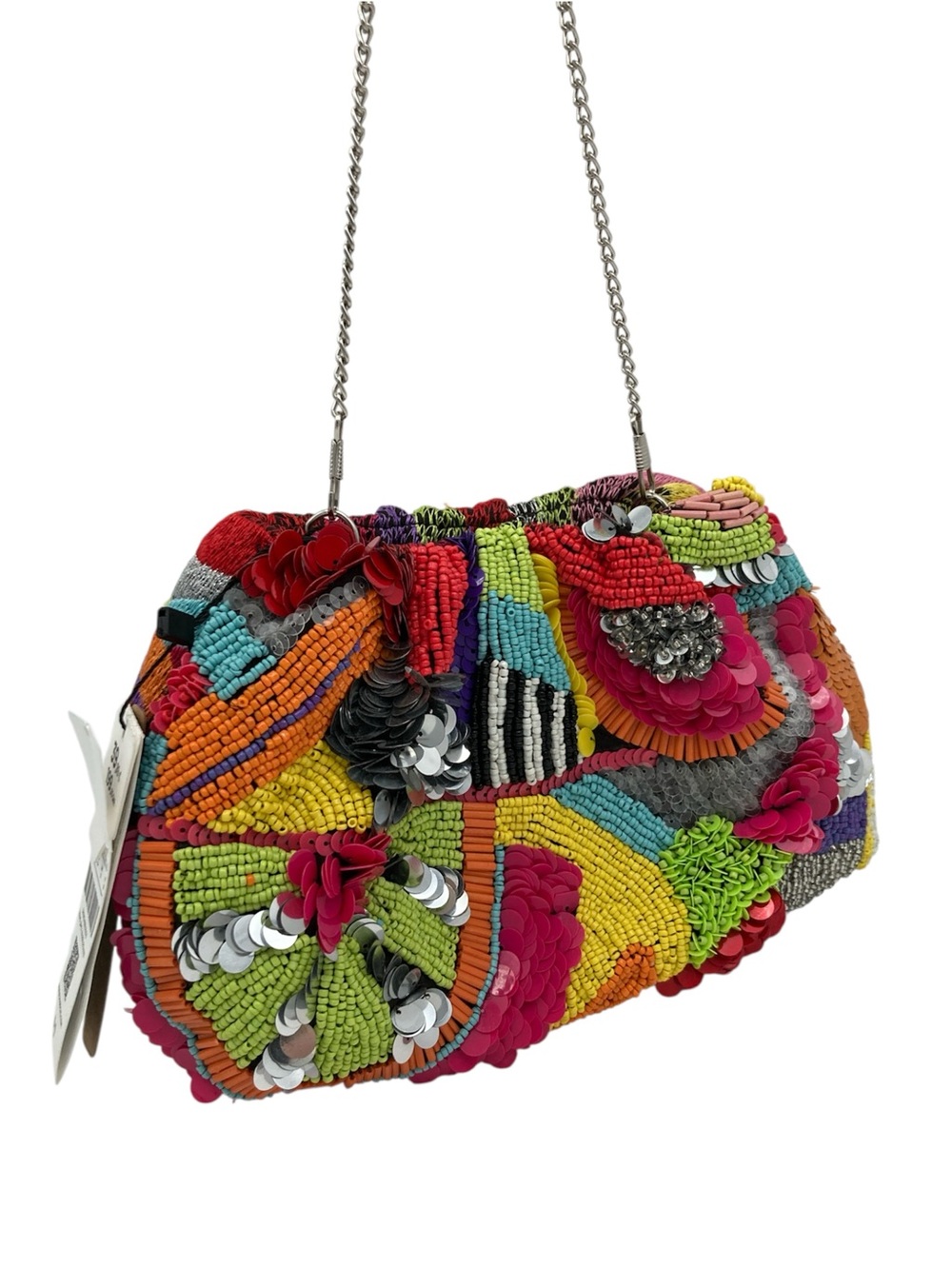 NWT Parfois Colorful Handmade Beaded Sequined Embroidered Party Bag